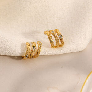 1 Pair Simple Series Daily Woven Stainless Steel Waterproof Women's Stud Earrings h5 Picture4