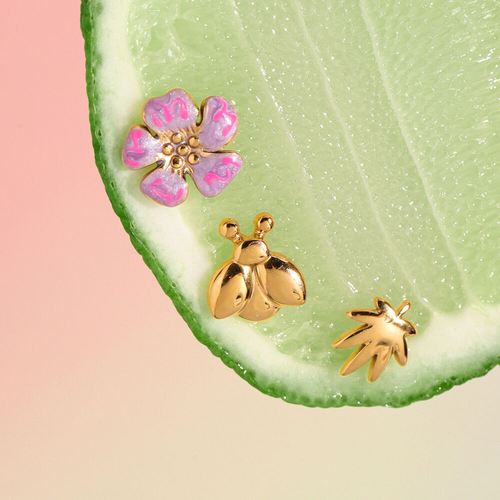 1 Set Romantic Flower Stainless Steel Waterproof Gold Color Women's Earring Sets h5Picture3