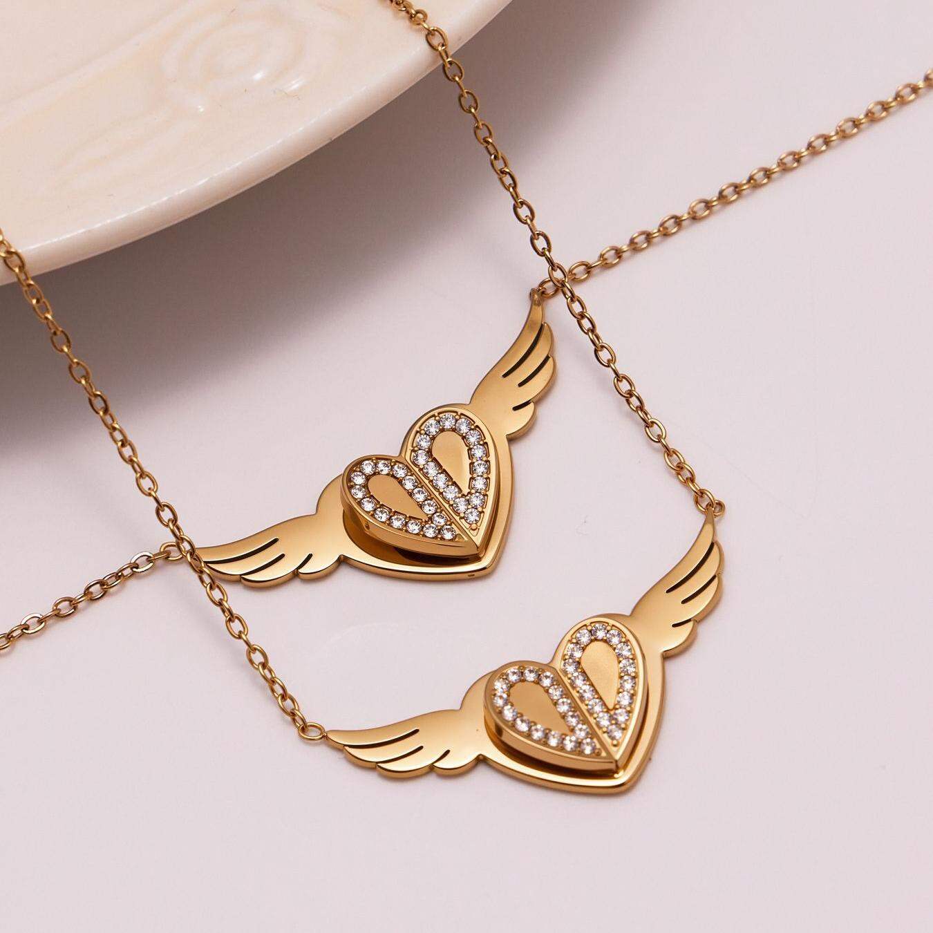 1 Piece Romantic Heart&Swings Stainless Steel Waterproof Gold Color Women's Pendant Necklaces h5 Picture6