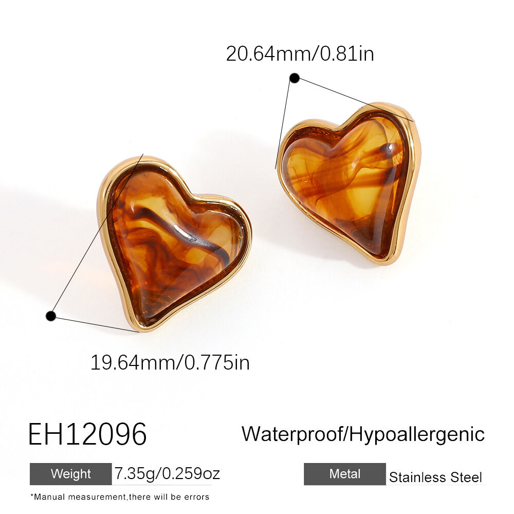 1 Pair Simple Series Daily Heart Circle Stainless Steel Waterproof Women's Stud Earrings h5 