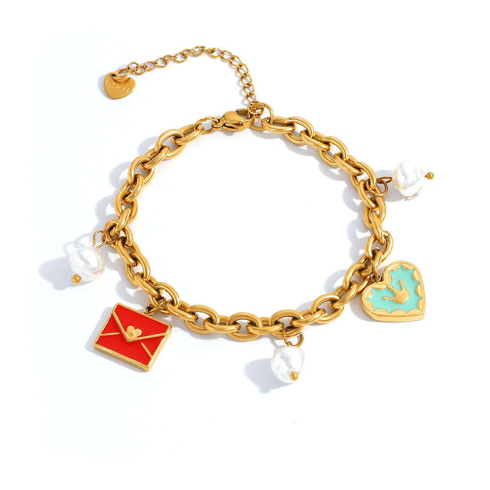 1 Piece Ethnic Daily Heart Chain Stainless Steel Waterproof Women's Charm Bracelets h5 Picture3