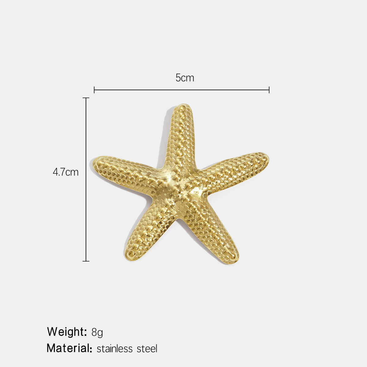 1 Piece Starfish Stainless Steel Waterproof Gold Color Brooch Picture2