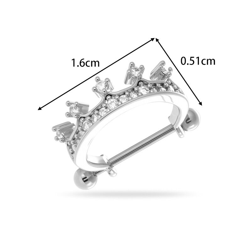 1 pieza de pendientes de perforación con circonitas de color cobre y dorado con corona simple para mujer Imagen2