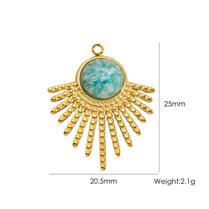 1 Piece Natural Stone Series DIY Star Circle Stainless Steel Waterproof Women's Pendants h5