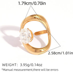 1 Piece Retro Irregular Shape Stainless Steel Waterproof Gold Color Women‘s Gemstone Rings h5