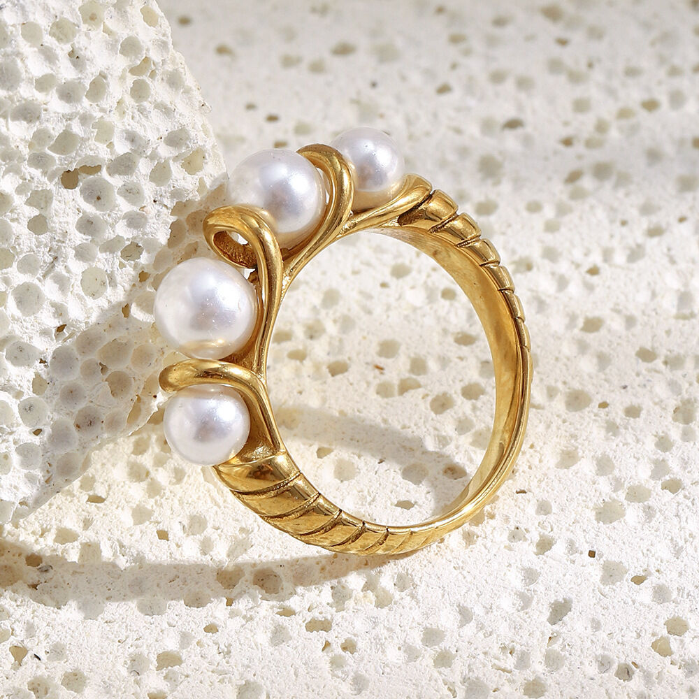 Anillos llamativos de acero inoxidable resistentes al agua para mujer, de serie simple y diario, de 1 pieza Imagen2