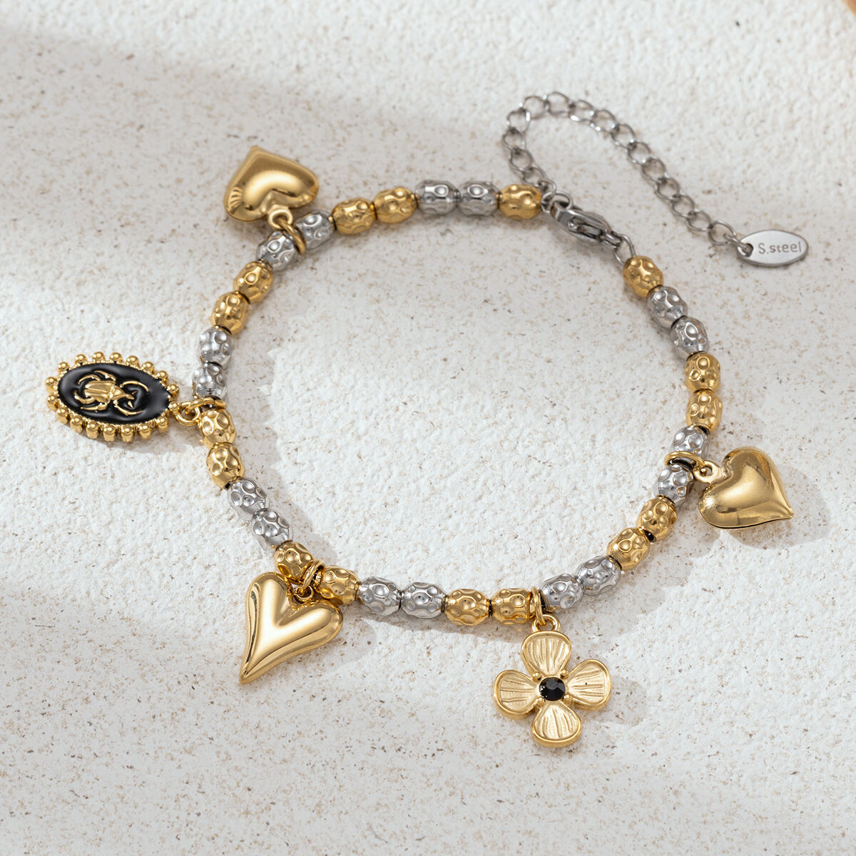 Set di collane impermeabili in acciaio inossidabile con perline a forma di cuore di vari colori h5 Immagine3