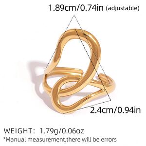 1 Piece Simple Irregular Shape Stainless Steel Waterproof Gold Color Women's Statement Rings h5 Picture2