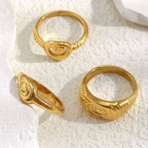 Anillos llamativos de acero inoxidable resistentes al agua de 1 pieza, serie simple, con círculo diario h5 Imagen3