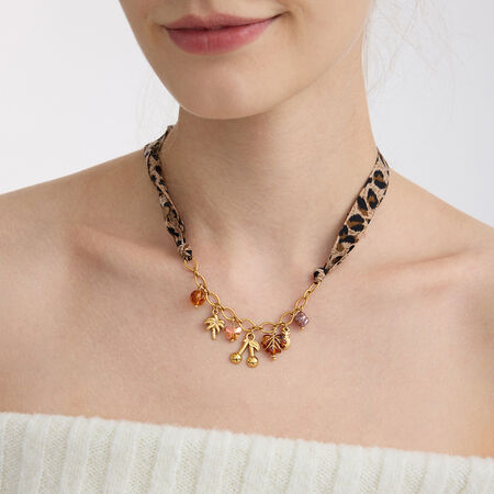 1 Piece Retro Cherry Stainless Steel Waterproof Gold Color Acrylic Women's Pendant Necklaces