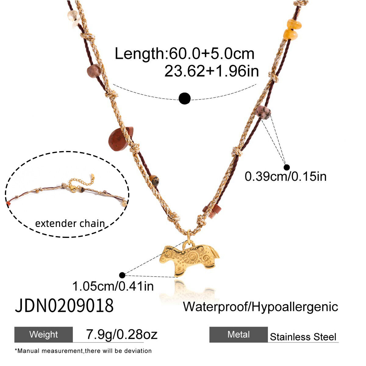 1 Piece Designable Pony Stainless Steel Waterproof Gold Color Women's Pendant Necklaces Picture2
