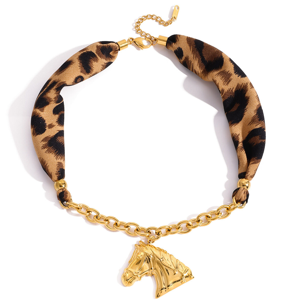 1 Piece Luxurious Horse Leopard Print Stainless Steel Waterproof Gold Color Women's Pendant Necklaces 