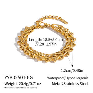 Casual Chain Stainless Steel Waterproof Gold Color Necklace Set h5