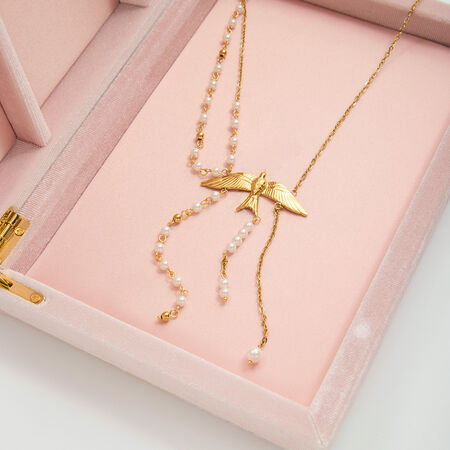 1 Piece Elegant Tassel Birds Stainless Steel Waterproof Gold Color Women's Pendant Necklaces