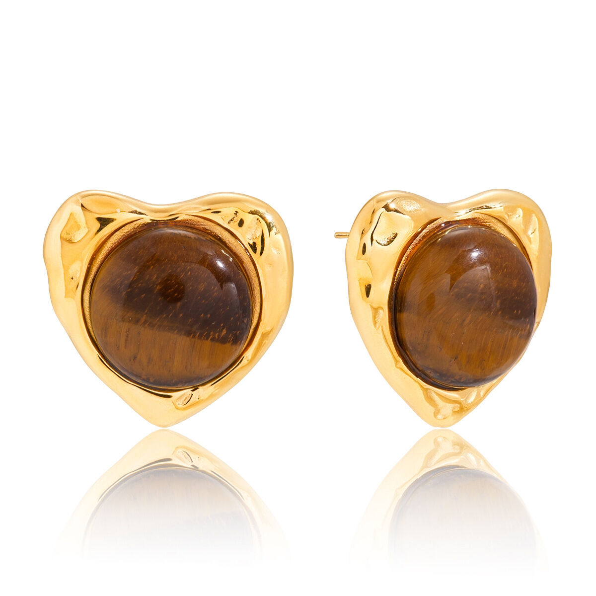 Classic Heart Stainless Steel Waterproof Gold Color Natural Stone Women's Jewelry Sets h5 