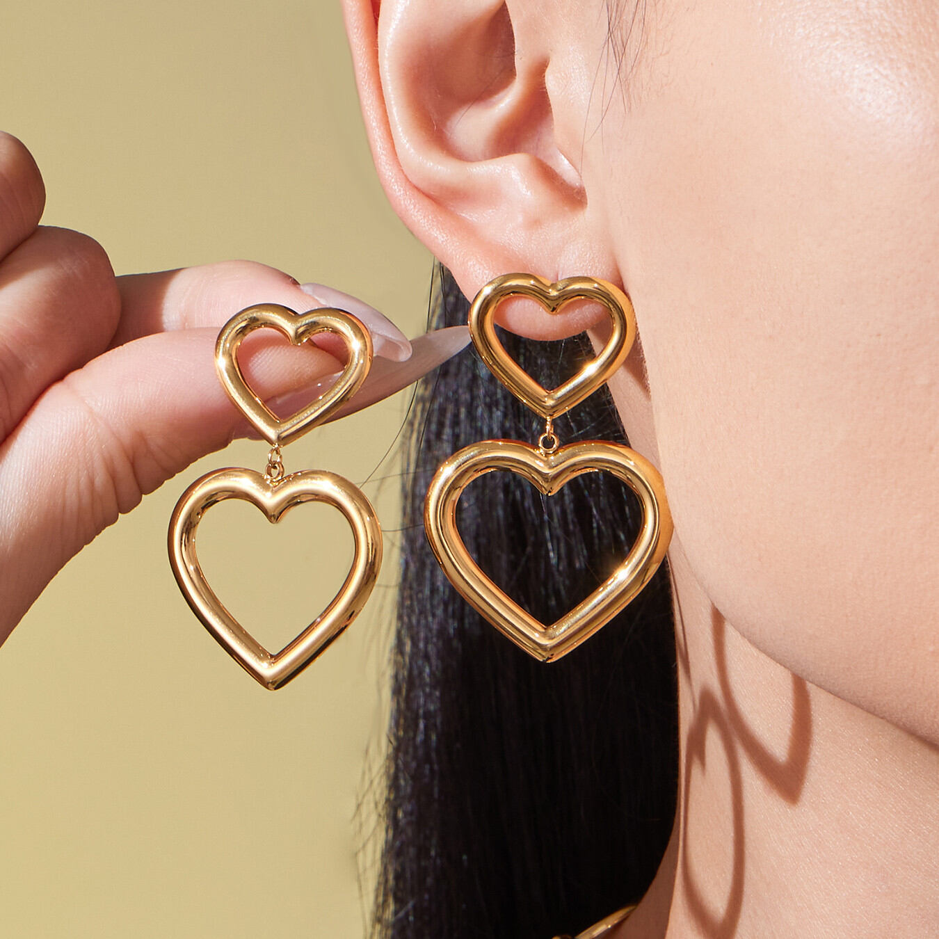 Modern Heart Chain Stainless Steel Waterproof Gold Color Women's Jewelry Sets h5 Picture2