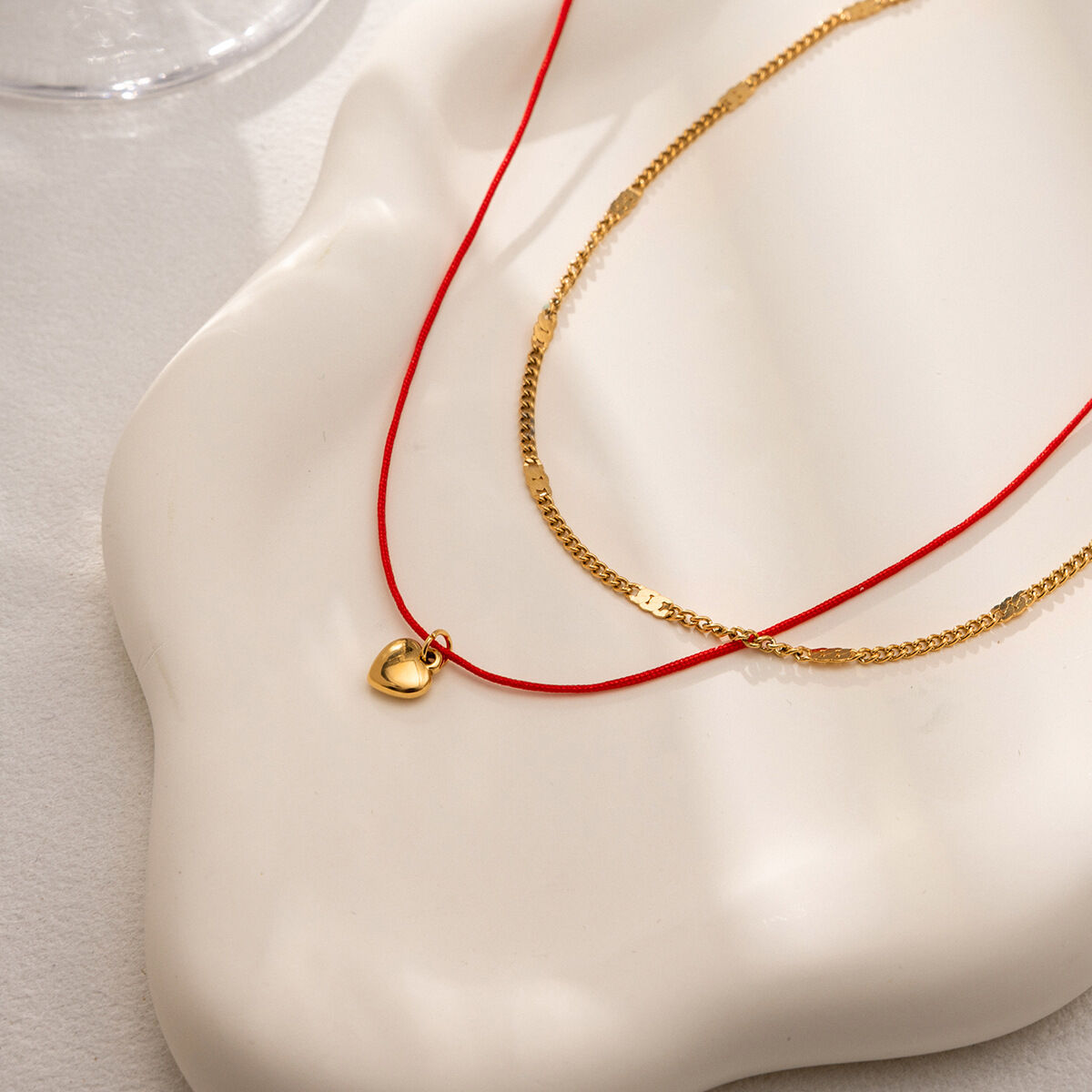 1 Piece Romantic Heart Stainless Steel Waterproof Gold Color Women's Layered Necklaces 2