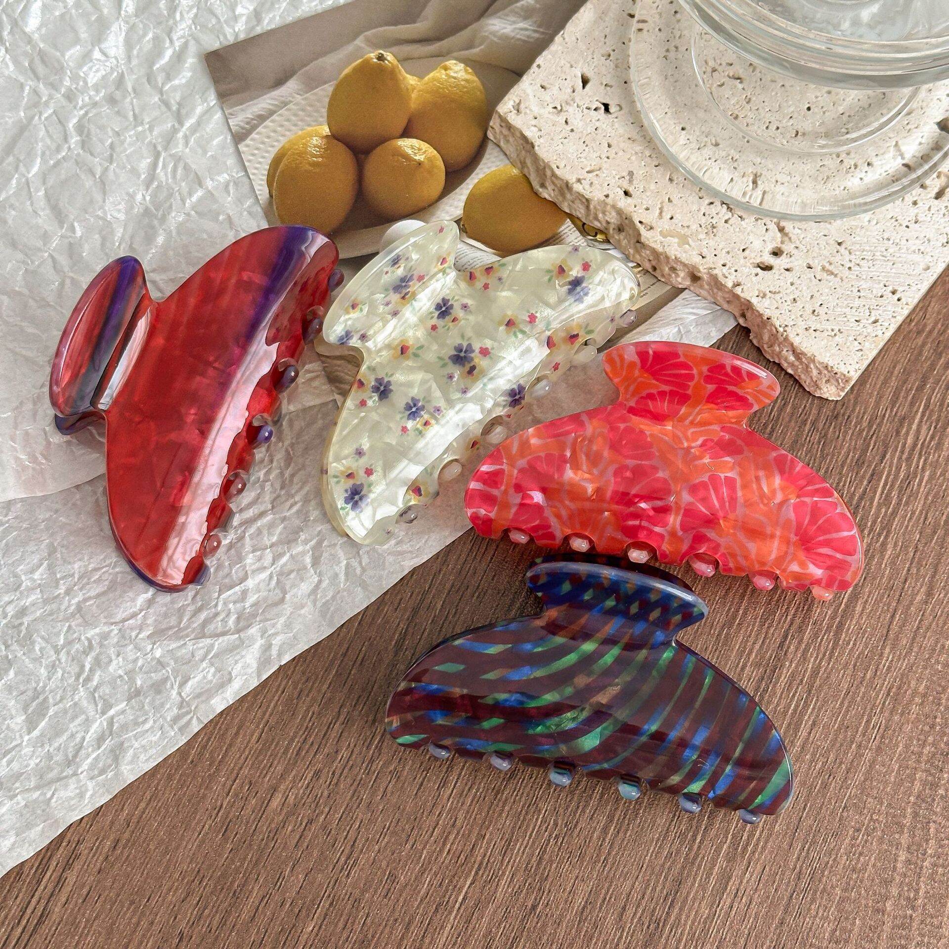 Romantic Series Retro Flower Acetate Women's Hair Claws h5 Picture3