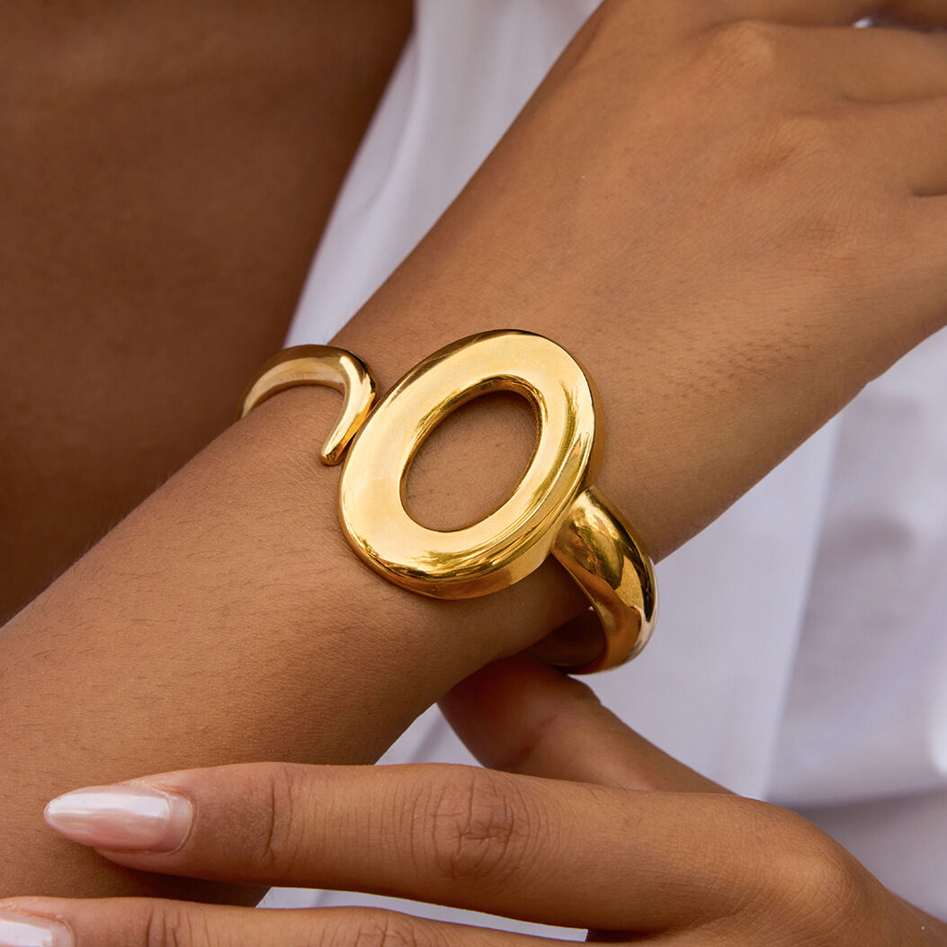 1 Piece Classic Circle Stainless Steel Waterproof Gold Color Women's Bangles 2