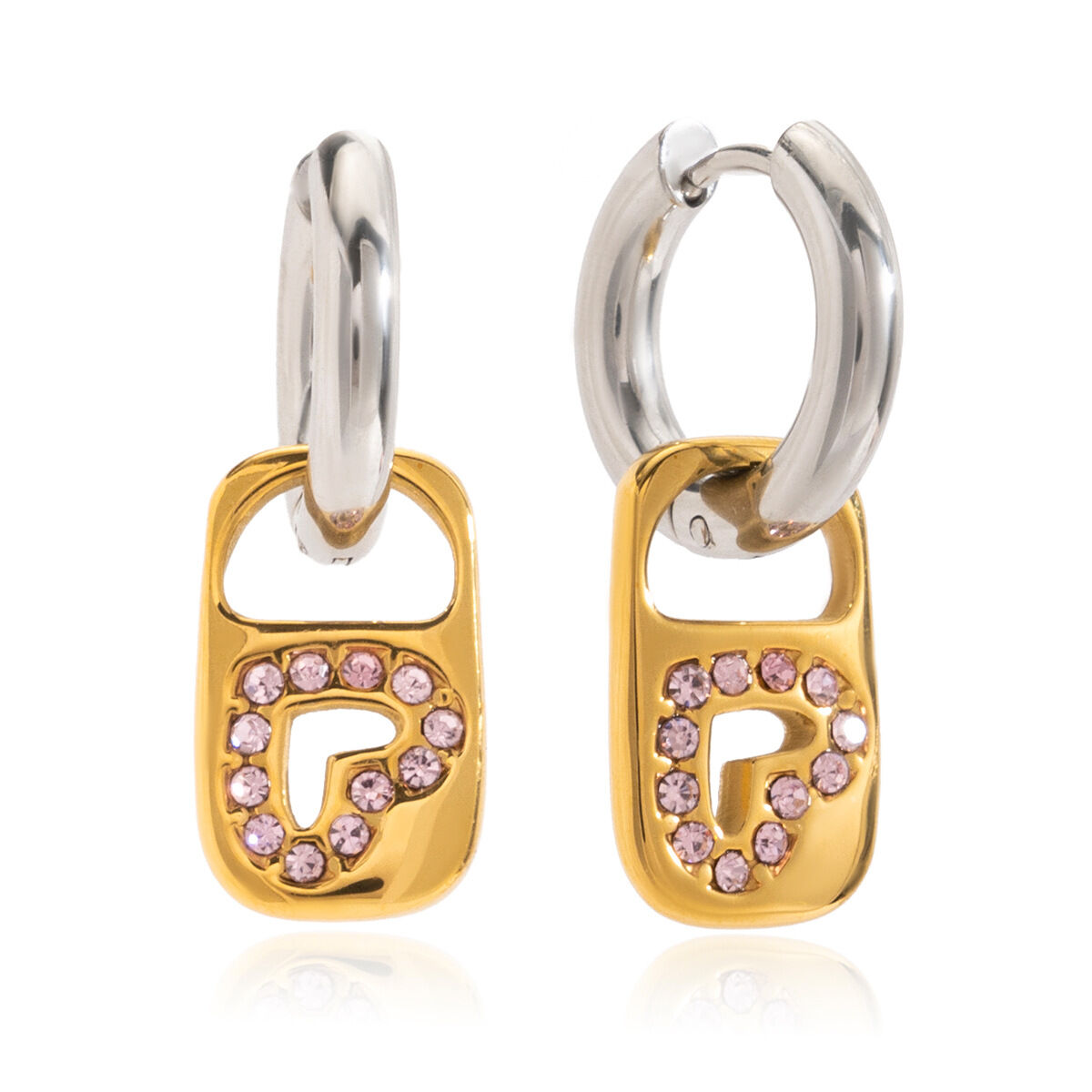 1 Pair Romantic Mixed Gold Color And Silver Colors Stainless Steel Waterproof Women's Drop Earrings 