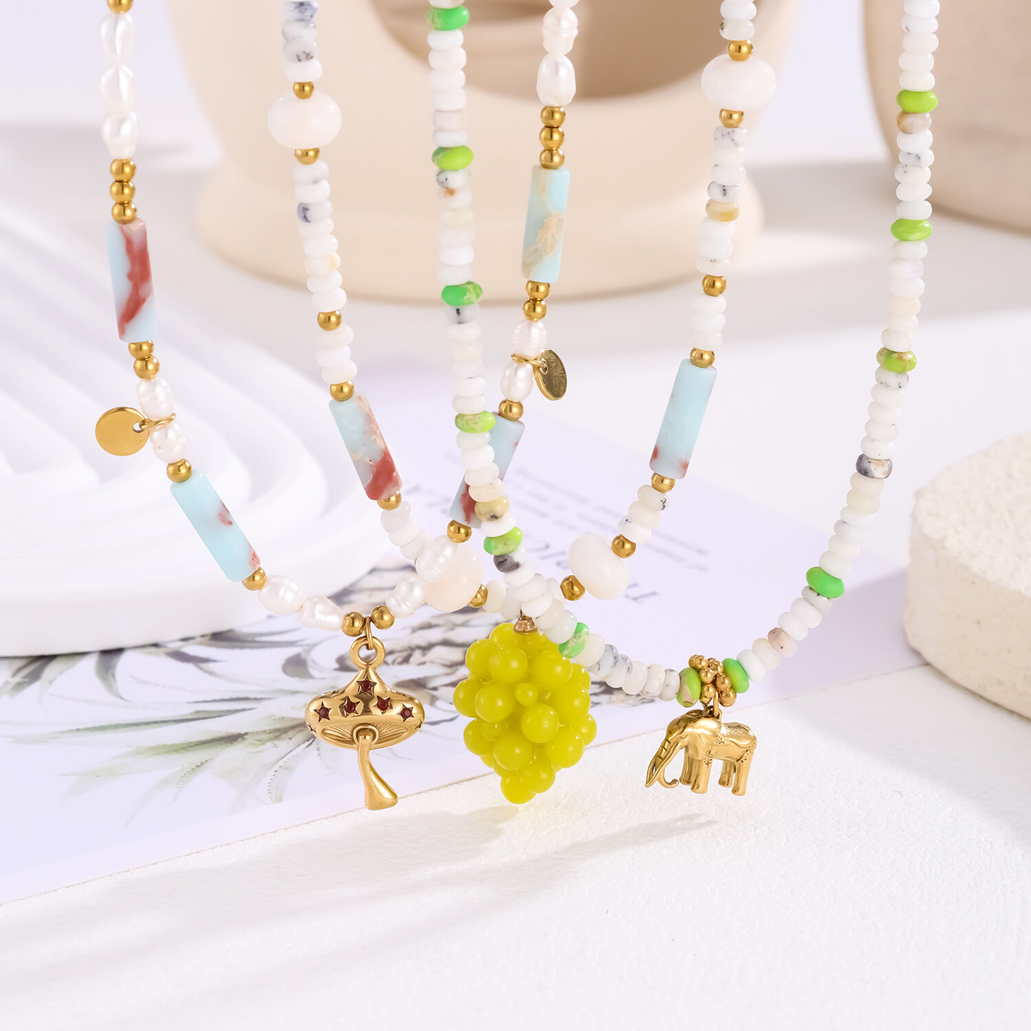 1 Piece Lustrous Natural Stones Women's Beaded Necklaces h5 Picture3