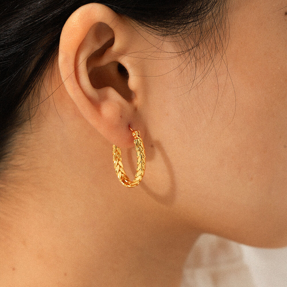 1 Pair C-shape Stainless Steel Waterproof Gold Color Hoop Earrings Picture4