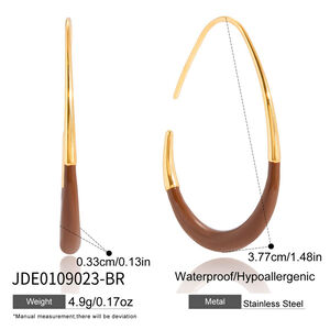 1 Pair Classic Mixed Color Oval Stainless Steel Waterproof Women's Hoop Earrings h5 Picture2