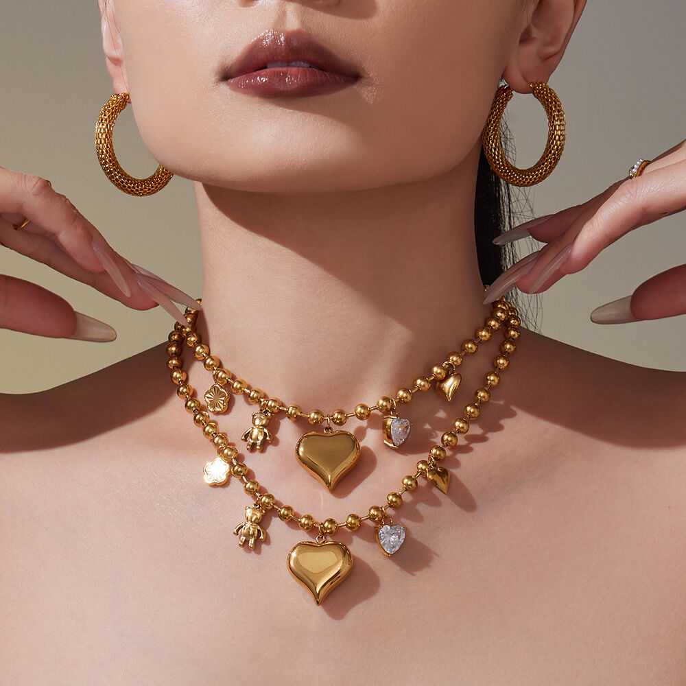 1 Piece Romantic Heart Stainless Steel Waterproof Gold Color Women's Pendant Necklaces Picture4