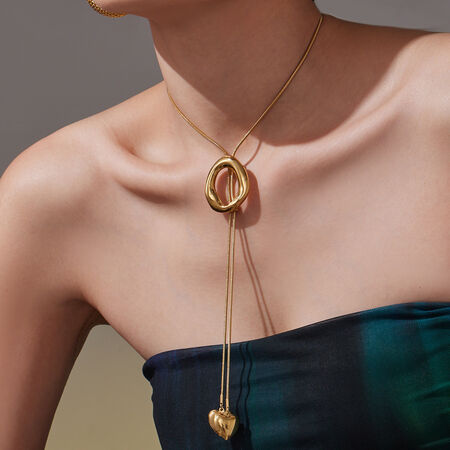 1 Piece Minimalist Circle Stainless Steel Waterproof Gold Color Women's Pendant Necklaces