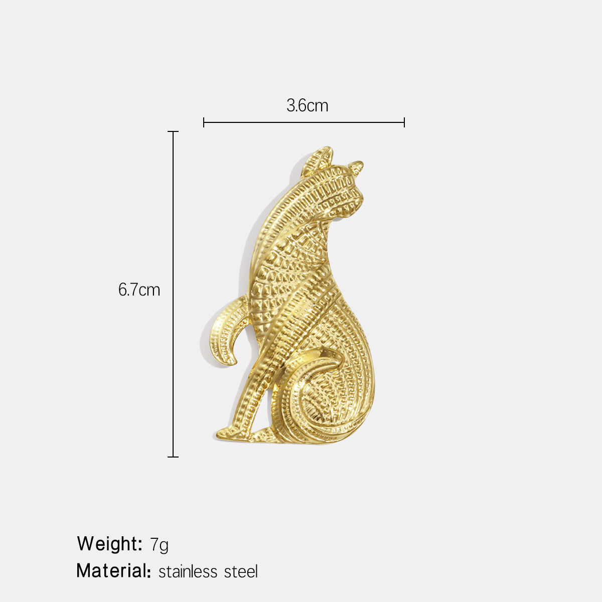 1 Piece Cat Shape Stainless Steel Waterproof Gold Color Brooch Picture2