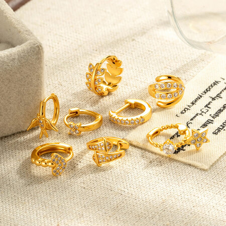 1 Paar strahlende Vögel Damen-Creolen in Kupfer-Gold-Farbe mit Zirkonia