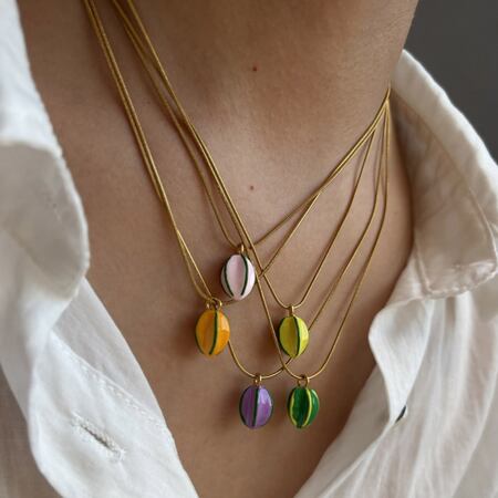 1 Piece Enamel Star Fruit Stainless Steel Waterproof Pendant Necklace 2