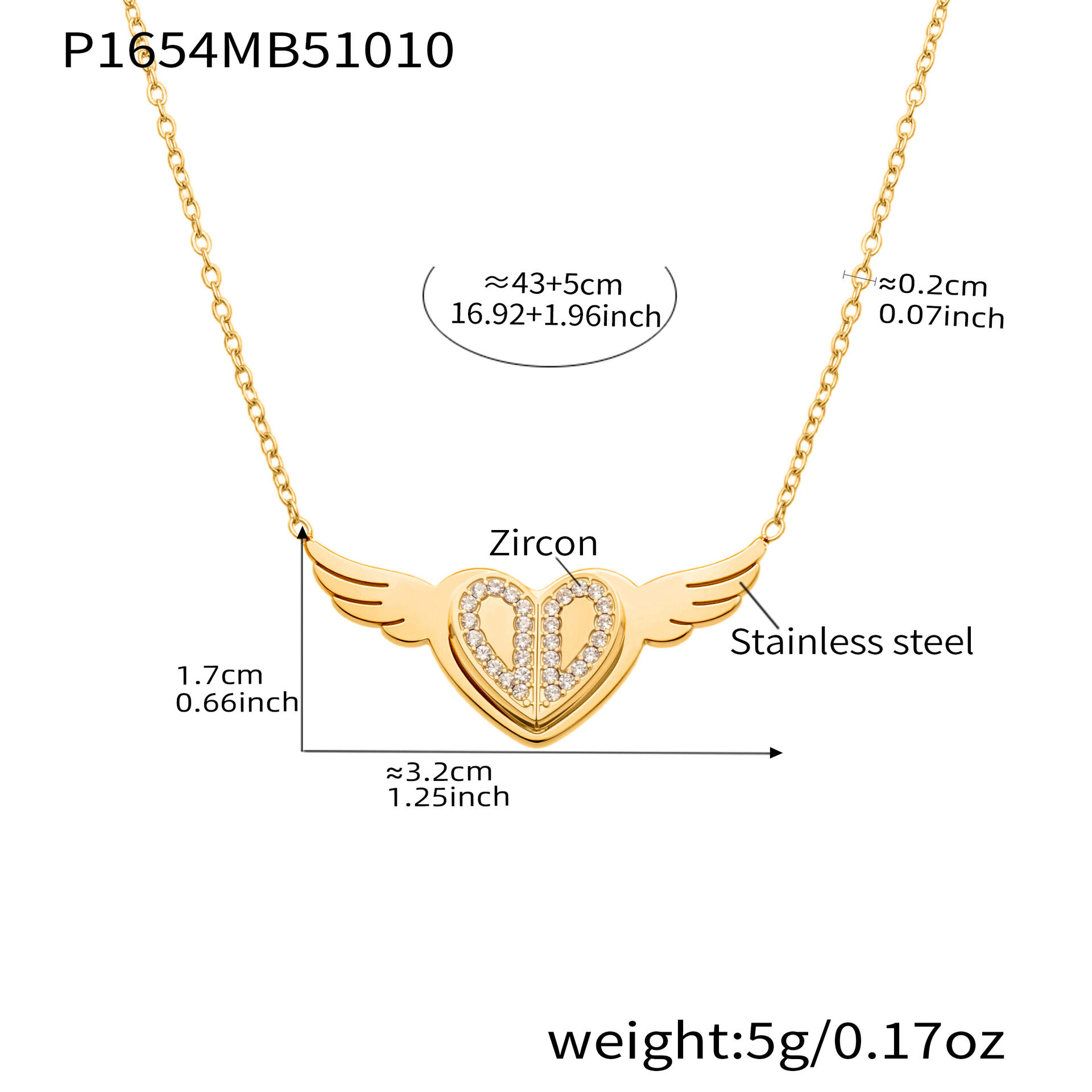 1 Piece Romantic Heart&Swings Stainless Steel Waterproof Gold Color Women's Pendant Necklaces Picture2