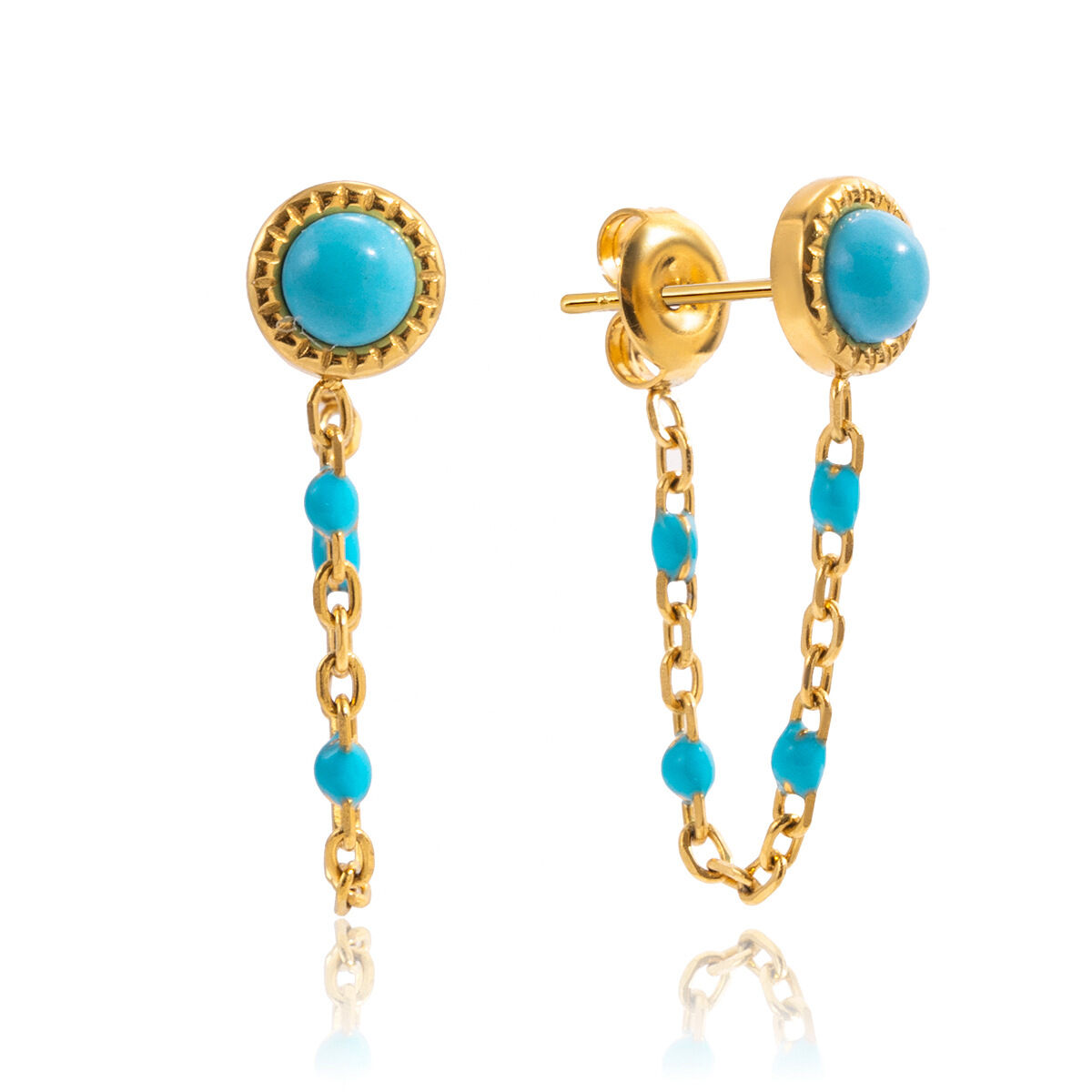 1 Pair Classic Calaite Chain Stainless Steel Waterproof Gold Color Women's Stud Earrings 