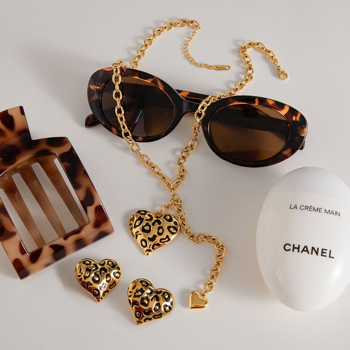Sexy Leopard Print Stainless Steel Waterproof Gold Color Women's Jewelry Sets h5 Picture5