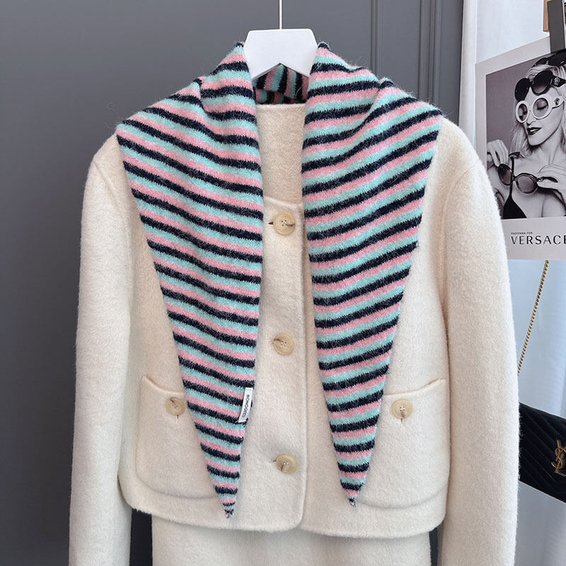 1 Piece Casual Strip Rayon & Wool Shawl