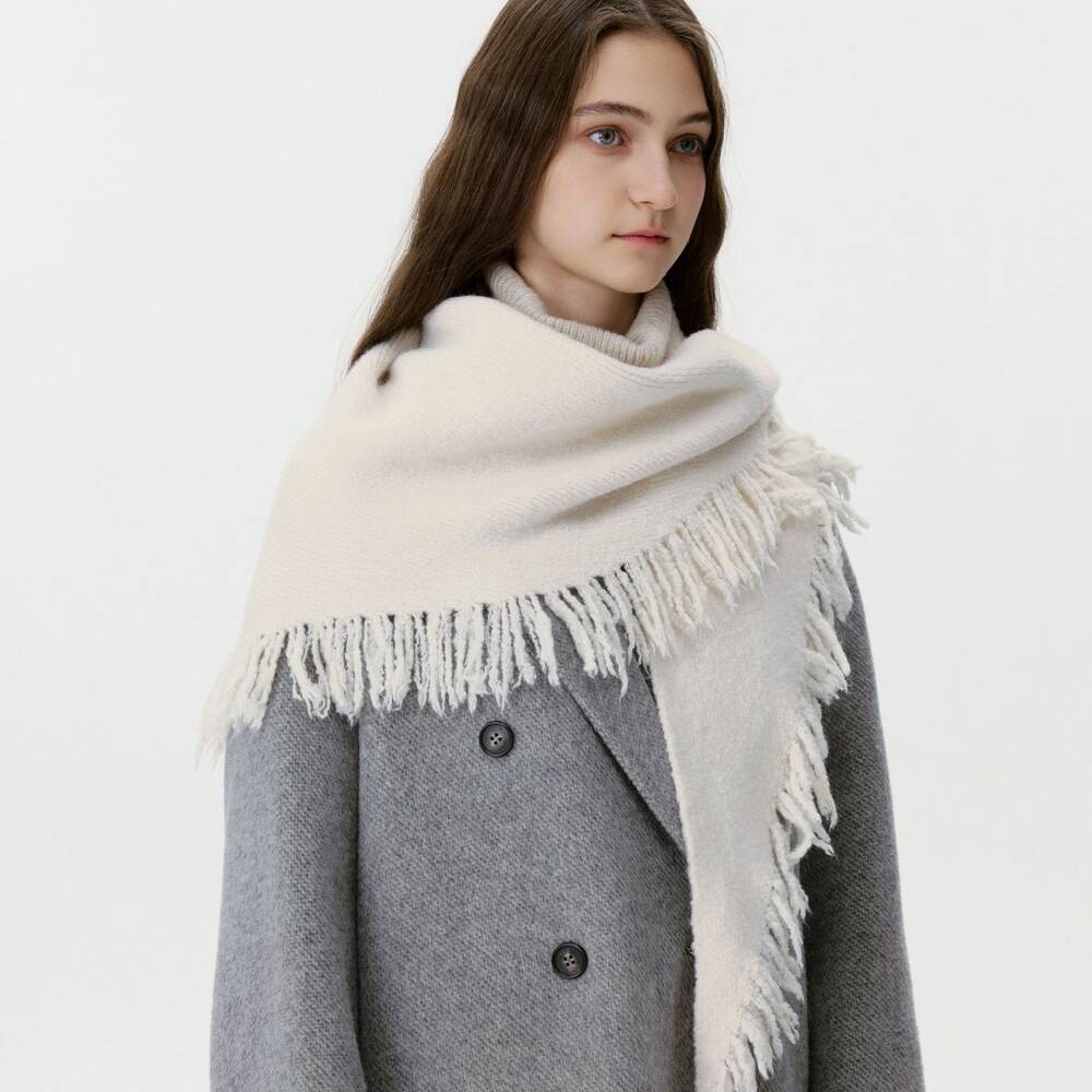 1 Piece Classic Solid Color Tassel Wool Women's Winter Scarves h5Picture3