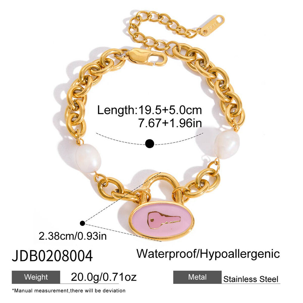 1 Piece Cute Key Stainless Steel Waterproof Gold Color Women's Charm Bracelets Picture2