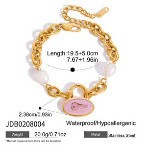 1 Piece Cute Key Stainless Steel Waterproof Gold Color Women's Charm Bracelets h5 Picture2