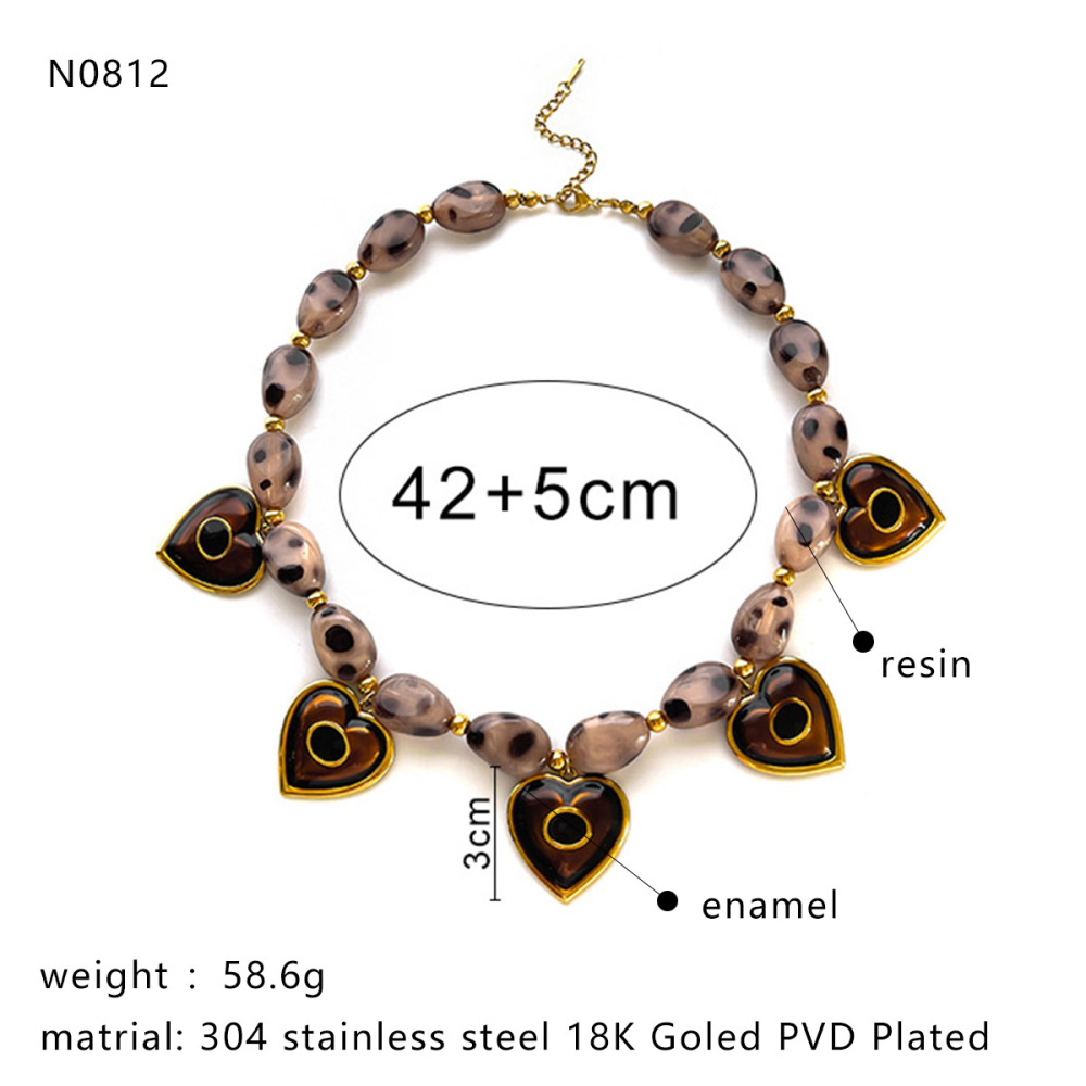 1 Piece Heart Resin Beads Beaded Necklace Picture2