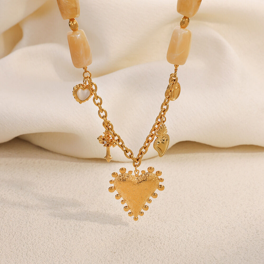 1 Piece Luxurious  Heart Cross Circle Stainless Steel Waterproof Women's Pendant Necklaces h5 Picture2
