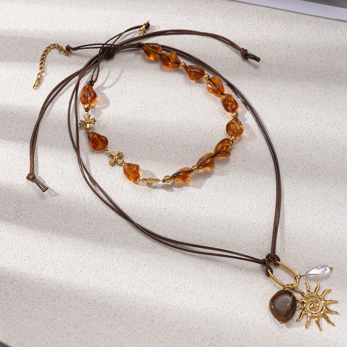Collana di perline impermeabili in acciaio inossidabile con perline acriliche da 1 pezzo