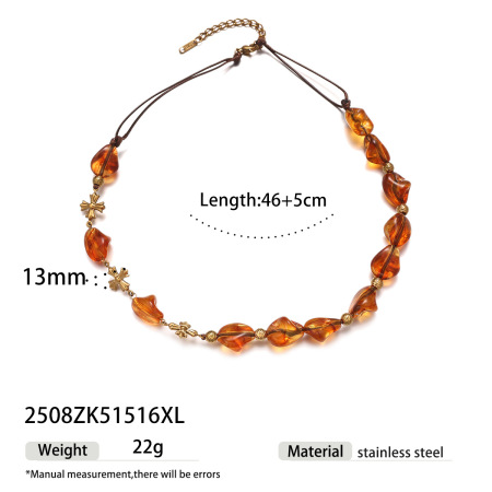 1 stuk acryl kralen, roestvrijstalen waterdichte kralenketting