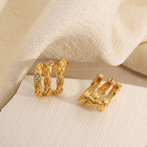 1 Pair Simple Series Daily Woven Stainless Steel Waterproof Women's Stud Earrings h5 Picture3