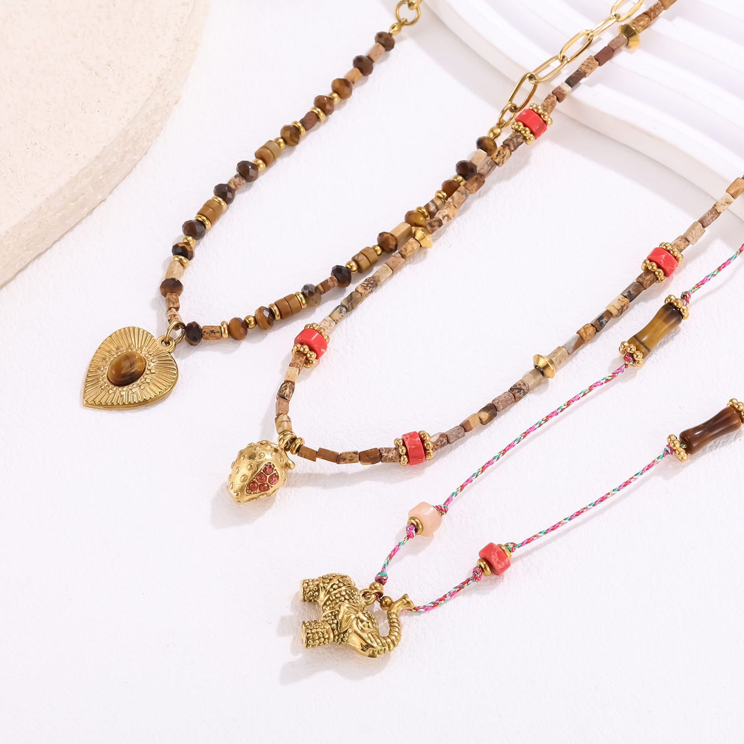 1 Piece Classic Elephant Natural Stones Women's Pendant Necklaces Picture5