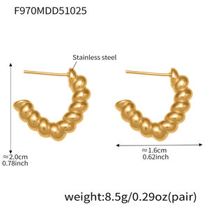 1 Pair Simple Twist Mixed Gold&Silver Colors Stainless Steel Waterproof Women's Hoop Earrings h5 Picture2