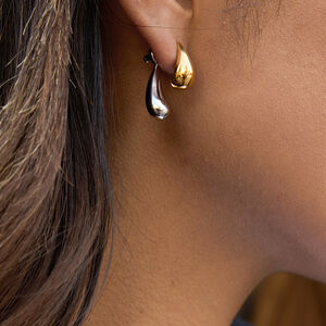 1 Pair Gold&Silver Colors Droplet Stainless Steel Waterproof Women's Stud Earrings h5 Picture5