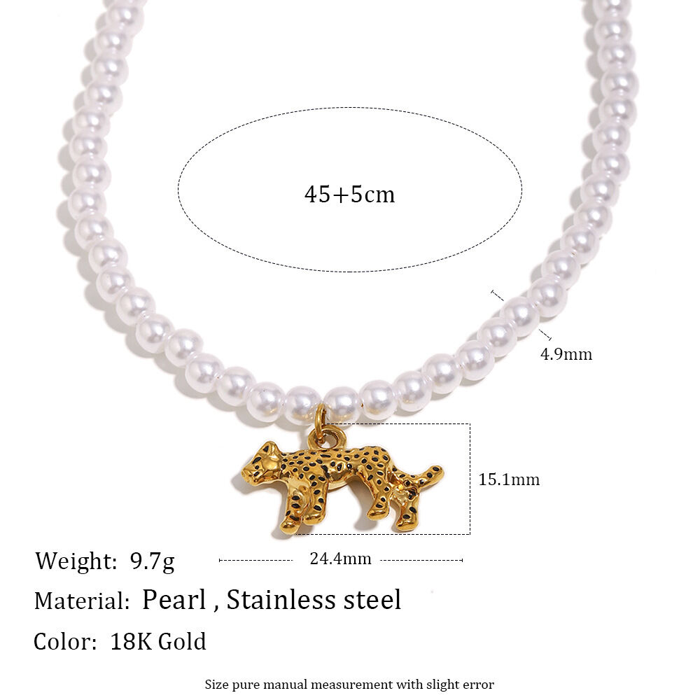 Collar de cuentas de tigre de acero inoxidable, impermeable, con cuentas huecas para mujer, 1 pieza h5Imagen4