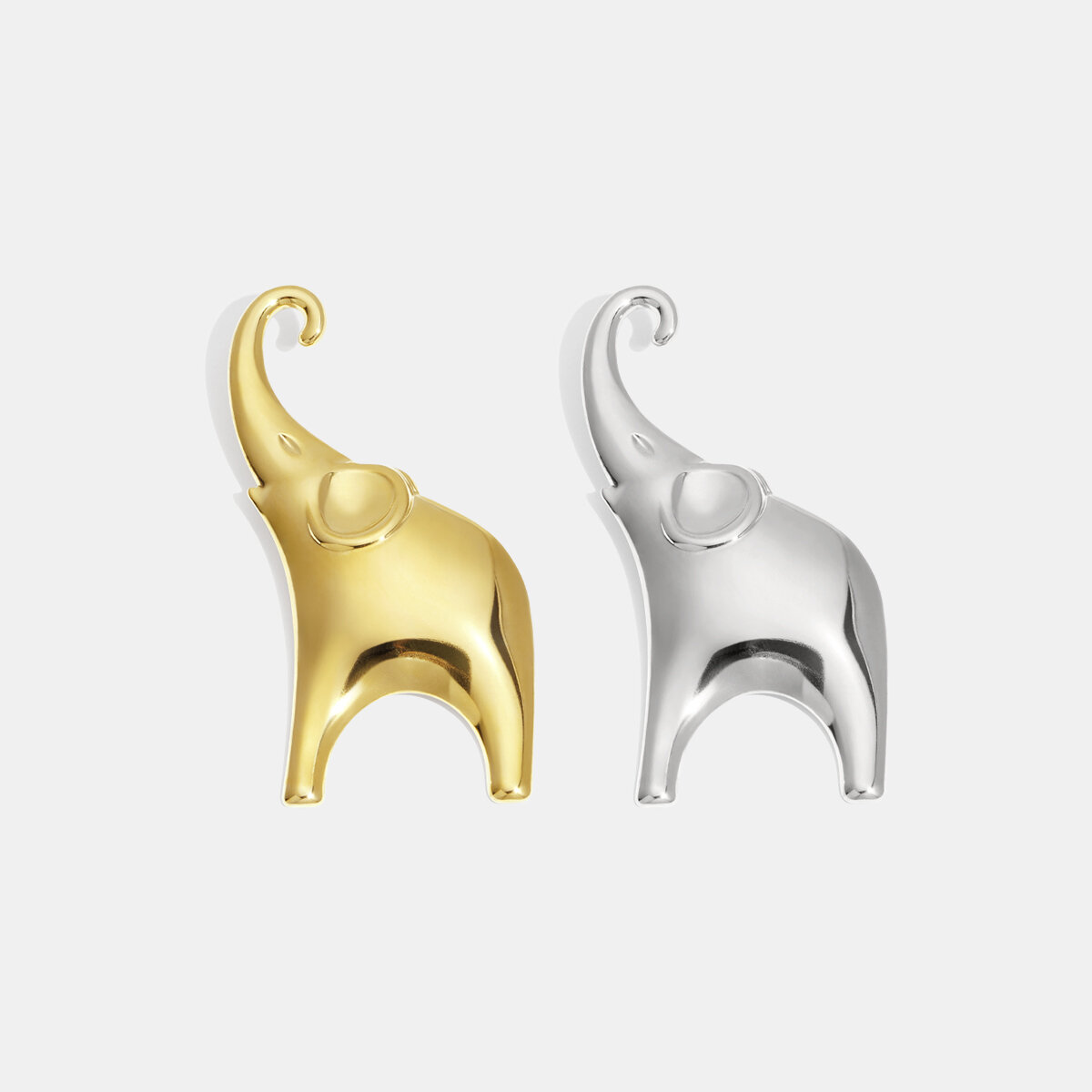 1 Piece Elephant Shape Stainless Steel Waterproof Gold Color Brooch