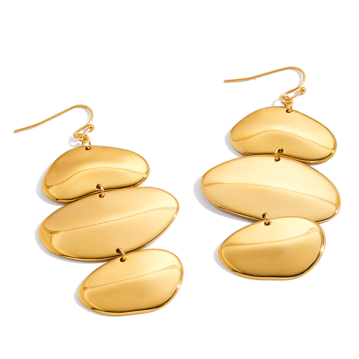 Sleek Irregular Oval Stainless Steel Waterproof Gold Color Women's Jewelry Sets 